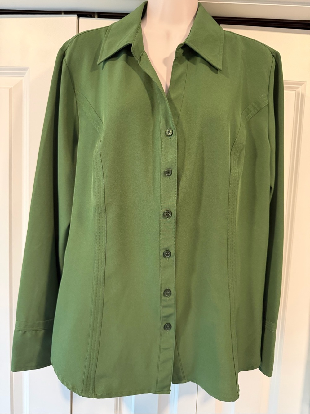 Dressbarn green Buttonfront blouse top xl